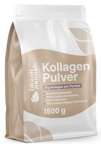 Collagen Pulver 1500g (1,5 KG) - Hochdosiert & Geschmacksneutral Kollagen Hydrolysat Pulver, Peptid Typ 1 & 3 - Kollagen Peptide - Abgefüllt und getestet in Deutschland