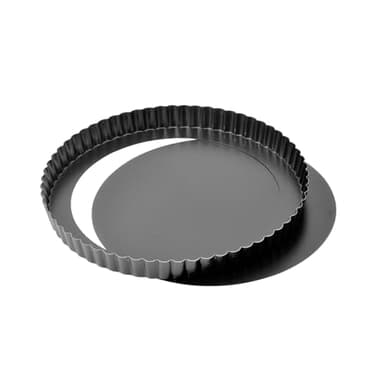 Original Kaiser Classic Tarteform mit Hebeboden 28 cm, Quicheform mit Hebeboden antihaftbeschichtet, servierfertig, gleichmäßige Bräunung, Schwarz