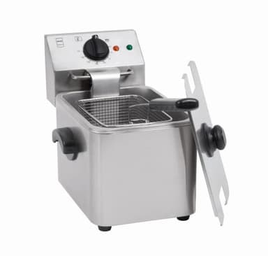 METRO Professional Elektrische Fritteuse GDF3004, Edelstahl Fritteuse, 4 L, 2500 W, schnelle Erhitzung, mit Deckel, Sicherheitsthermostat, Kaltzone, rutschfeste Füße