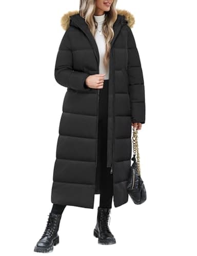 Tuopuda Damen Wintermäntel Lang Steppmantel mit Kapuze Wintermantel Verdicken Puffer Winterparka Steppmantel Steppjacke Winterjacke(Schwarz,M)