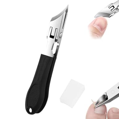 Schräge Nagelknipser Fußnägel, Breiter Nagelknipser aus Edelstahl mit Schrägschneide, Präziser Fußnagelknipser für dicke Nägel, Rutschfester Griff, Anti-Spritz Design - Schwarz