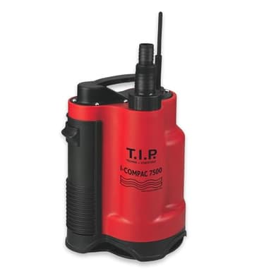 T.I.P. Drainage-Tauchpumpe I-Compac 7500 Kunststoff mit Schwimmerschalter für Schmutzwasser 400W Rot, 30190