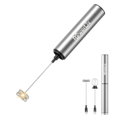 POWERLIX Pro 3-in-1 Elektrischer Milchschäumer Handheld - USB-C Wiederaufladbar, 10.000 U/min Schnellschaum, Abnehmbare Aufsätze für Latte Macchiato/Cappuccino/Eischnee, Tragbarer Barista Helfer