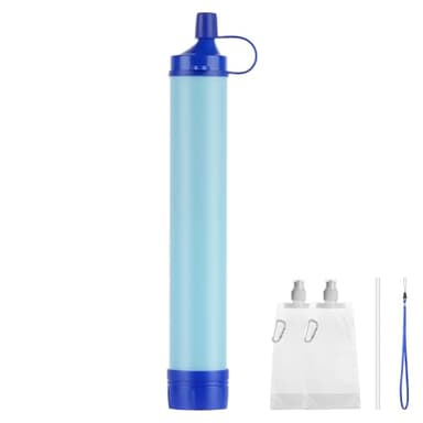 HOTUT Personal Wasserfilter Outdoor, Trinkwasserfilter mit Wasserbeutel und Karabiner, 0,01 μm Ultrafeinfilter entfernt 99,99% Bakterien Trinkwasseraufbereitung für Notfall, Survival, Outdoor