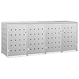 vidaXL Mülltonnenbox für 4 Tonnen Müllbox Mülltonnenverkleidung Mülltonne Mülltonnenbox Müllcontainer Gerätebox 240L Edelstahl Silbern