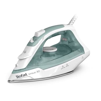 Tefal Virtuo 30 Dampfbügeleisen, 2000 W, 27 g/Min. Dampfabgabe, 120 g/Min. Dampfstoß, 30 Sek. Aufheizzeit, Vertikaldampf, Tropfstopp, Präzisionsbügelspitze, Eukalyptus, FV2C42E0