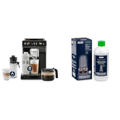 De'Longhi Eletta Explore Cold Brew ECAM452.67.G Kaffeevollautomat mit LatteCrema Milchsystem, Heiße & Kalte Getränke auf Knopfdruck, Touchscreen, inkl. Kaffeekanne, Dunkelgrau mit DLSC 500 Entkalker
