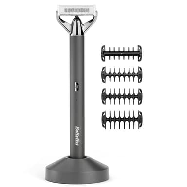 BaByliss X-Blade Elektrischer Rasierer, Trimmer für Bart und Körper, Ultra scharfe Präzisionsklingen, 50° flexible Klinge, 4 Kammaufsätze 1-5mm, Kabelloser Lihtium-Ionen-Akku, 100% wasserdicht, OT996E