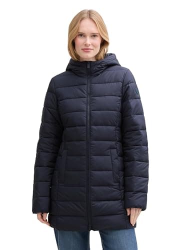 TOM TAILOR Denim Puffer-Jacke mit verschließbarem Stehkragen, green dust, XL