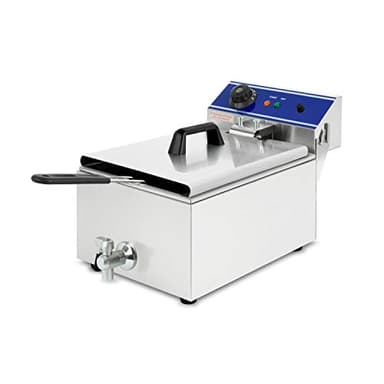 VERTES Friteuse aus Edelstahl 10 Liter Fassungsvermögen, 50-200°C, 3000W, 230V, Kaltzonenprinzip, Professionelle Gastronomie Fritteuse mit Ablasshahn, leichte Reinigung, Gastro Fritöse