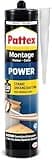 Pattex Montagekleber Power, Baukleber mit starker Anfangshaftung, Kraftkleber für saugende Materialien, Kleber für innen & außen, 1 x 370g