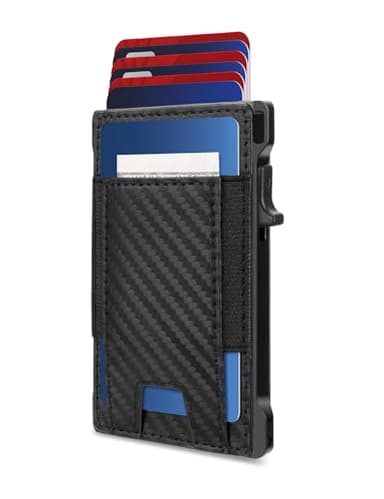 Kreditkartenetui Herren, Slim Wallet mit Münzfach & Dehnbarem Geldschein Fach, Minimalist Metall Aluminium Portmonee mit Pop-up Kartenhalter, Geldbörse mit RFID Schutz, Mini Card Holder Smart Wallet