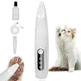 Pfotentrimmer für Hunde mit LED Display, Paw Trim mit LED-Licht, Leise Hundepfoten Trimmer, USB Wiederaufladbar Schermaschine Hund für Hunde Katzen Pfoten, Augen, Ohren, Gesicht(Weiß)