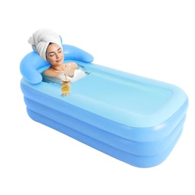 DIFU Aufblasbare Badewanne Erwachsene | Faltbare Badewanne | Mobile & Klappbare Bathtub XL Bade Wanne, Freistehende Wanne mit Wasserbecher Mund & Reißverschlussabdeckung, 160×84×64cm