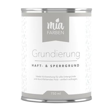 miafarben Grundierung – Haft- und Sperrgrund für Holz & mehr – ideale Vorbereitung für Kreidefarbe & Lack – weiß, wasserbasiert, isolierend (750ml)