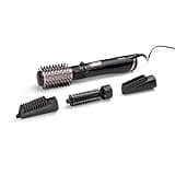 BaByliss Dry, Straighten and Style - Rotierende Warmluftbürste, 1000W Ionen Haarstyler mit 4 Aufsätzen zum Föhnen, Glätten, Volumen kreieren, Schwarz, AS200E