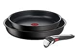 Tefal Ingenio Unlimited On 3-teiliges Pfannenset abnehmbarer Griff, 24/28 cm, platzsparend, stapelbar, Pfannenset Induktion mit Antihaftversiegelung, einfache Handhabung und Reinigung, L39591