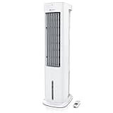 Brandson - Turmventilator mit Wasserkühlung 5 in 1 - Preisträger 2025 - Verdunstungskühler - Luftkühler - Ventilator - mobile Klimaanlage ohne Abluftschlauch - leise - 5L Wassertank - weiß