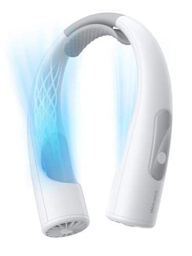 Warmco 10000mAh Nackenventilator – Batteriebetriebener Tragbarer Persönlicher Hals-Ventilator, 360° Kühlung, 4-Geschwindigkeiten, 24h Laufzeit, tragbar für Büro/Gym/Reise