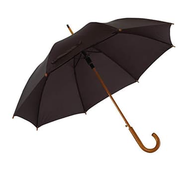 Automatik Regenschirm Holzschirm Stockschirm Portierschirm mit gebogenem Rundhaken Holzgriff in 103 cm Durchmesser von notrash2003 (Schwarz)