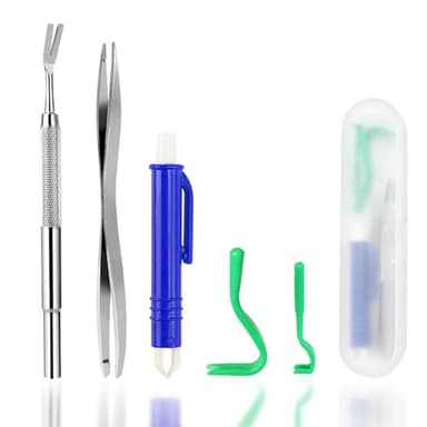 Nepfaivy Zeckenzange für Hunde Katze Mensch - 5er Set Zeckenzangen Hund mit 2 Zeckenhaken, 2 Zeckenzangen Metall und 1 Zeckenpinzette, Einfacher und Sicherer Zeckenentferner für Kinder und Haustier