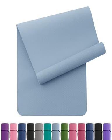 Yogamatte rutschfest und umweltfreundliche TPE Sportmatte mit Tragegurt Gymnastikmatte für Pilates, Workout Fitnessmatte 183 x 61 x 0.6 cm (Blau)