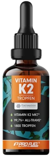 Vitamin K2 Tropfen hochdosiert 1800x (50ml) - 200 µg Vitamin K2 MK7, Pharmaquinone® Premium Vit. K2 hochdosiert mit 99,7+% all-trans-Gehalt - laborgeprüft mit Zertifikat - 100% vegan