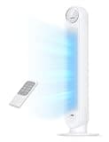 Dreo 28dB Sehr Leiser Turmventilator, 7.6m/s Geschwindigkeit Standventilator, 90° oszillierende Ventilatoren mit Fernbedienung für Schlafzimmer,4 Geschwindigstufen 4 Modi 8 Std. Timer, Nomad One, Weiß