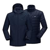 33,000ft 3-in-1 Herren Doppeljacke Wasserdichte 10000MM Regenjacke Winddichte Softshelljacke Warme Gefütterte Übergangsjacke Outdoorjacke Funktionsjacke für Männer mit 7 Taschen, Dunkelblau XL