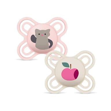 MAM Perfect Start Schnuller | 0-2 Monate | Schnuller für Neugeborene | 94% Akzeptanz | Babyschnuller beugt Zahnfehlstellungen vor | mit Zahnmedizinern entwickelt | SkinSoft Silikon | Katze | 2 Stück