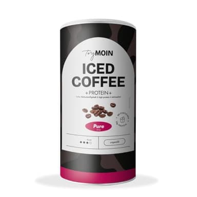 TryMOIN Pure Protein Eiskaffee - Ballaststoffreiches & Laktosefreies Pulver - ohne zugesetzten Zucker & Süßstoffe - mit Premium Bio-Kaffee - 13g Protein pro zubereiteter Portion (20 Portionen)
