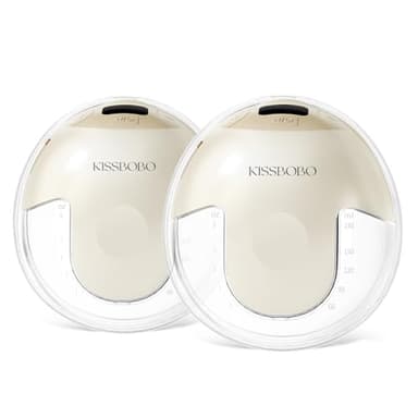 KISSBOBO Milchpumpe Elektrisch Doppel,4 Modi und 19 Stufen,320mmHg Starke Saugleistung elektrische milchpumpe freihändig,Schmerzfreie elektrisch tragbar(Beige 2 Stück)