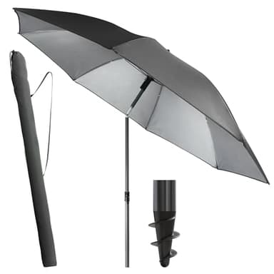 Menz Sonnenschirm Balkon + Sonnenschirmhülle - UV50+ Strandschirm 180 cm, Balkonschirm mit Knickfunktion, Gartenschirm, Sonnenschirm Strand - Fb. Anthrazit