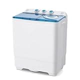 GOPLUS Toplader Waschmaschine 6,5KG, Waschmaschine mit 2 Kammern, Timer-Funktion, Waschautomat mit 2KG Schleuderkapazität, inkl. Ablaufpumpe, für kleine Wohnungen (Blau)