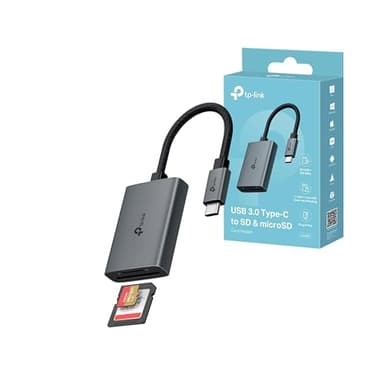 TP-Link UA430C SD Kartenleser USB C, kartenlesegerät auf SD und microSD bis zu 2 TB, USB 3.0, Gleichzeitiges Lesen und Schreiben von Zwei Karten, mit Mac, Windows, iPadOS, iOS, Android