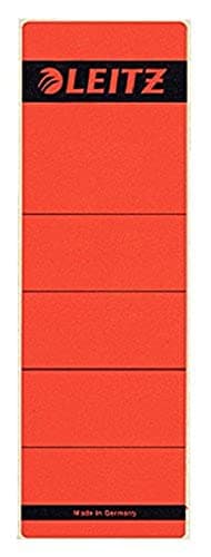 Leitz Rückenschild selbstklebend für Standard- und Hartpappe-Ordner, 10 Stück, 80 mm Rückenbreite, Kurzes und breites Format, 62 x 192 mm, Papier, Rot, 16420025