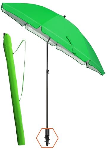 4smile Sonnenschirm Strand Ø 180 cm, Grün, inkl. Hülle - UPF 50+ Strandschirm SunnyJoy, Strandschirm windfest stabil - Für zuverlässigen Sonnenschutz Strand, Sonnenschirm mit Schutzhülle