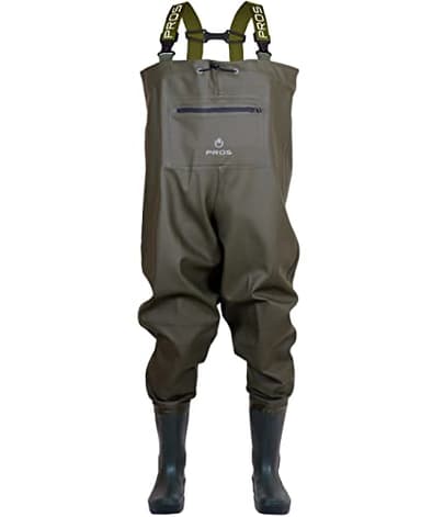 PROS Wathose mit verstärkten Knien wasserdichte Anglerhose Fischerhose Dunkles Oliv 41 EU