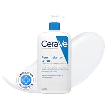 CeraVe Feuchtigkeitslotion für Körper und Gesicht, Leichte Pflegelotion für trockene bis sehr trockene Haut, Intensiv Feuchtigkeit spendend, Mit Hyaluron und 3 essenziellen Ceramiden, 562 ml