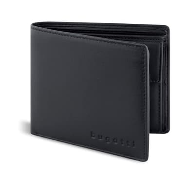 bugatti Lima Geldbörse Herren aus Leder, Portemonnaie Querformat mit RFID-Schutz, schwarz