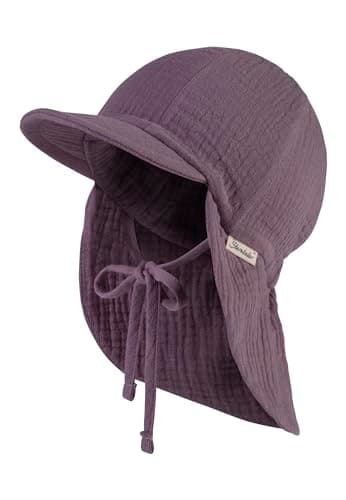 Sterntaler Schirmmütze Nacken Musselin - Mädchen Mütze aus Baumwoll Musselin (Bio) - UV-Schutz 50+ Sonnenhut mit Nackenschutz - Kinder Sommer Kopfbedeckung- pastellviolett, Größe 49