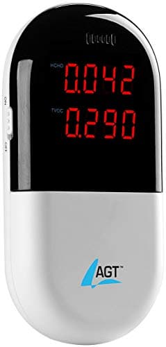 AGT Schadstoffmessgerät: Raumluft-Messgerät für HCHO & flüchtige organische Verbindungen (TVOC) (Formaldehyd Messgerät, Schadstoff-Messgerät Raumluft, Schadstoffe messen)