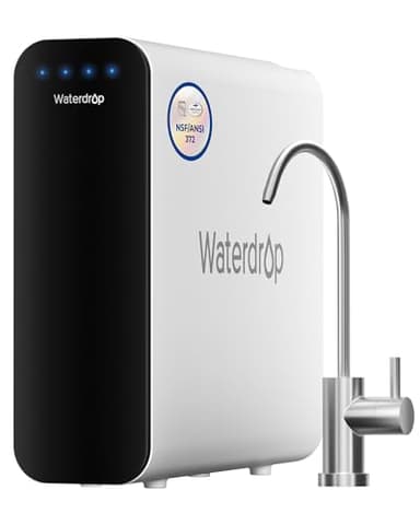 Waterdrop TSU 0,01 μm Ultra-Filtrations Untertisch Wasserfiltersystem, 3-stufige Hohe Kapazität Untertisch Wasserfiltration mit Wasserhahn, Smart Panel, Kein Abwasser, Reduzieren PFAS, PFOA/PFOS
