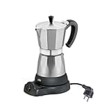 cilio Espressokocher CLASSICO für 6 Tassen / elektrisch 480W / Ø 11,5 cm Höhe: 25 cm / Aluminium / Silber / integrierte Herdplatte / mit Warmhaltefunktion und Reduziersieb / für Reisen oder Camping