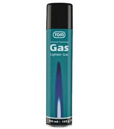 TOM Feuerzeuggas LG-300 - 300 ml Universal Nachfüllgas für Feuerzeuge Metall Modern