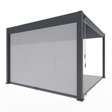 Weide Pavillon Sonnenrollo Ausziehbare Senkrechtmarkise außen für Pergola Sichtschutz Rollo 255cm hoch aus Aluminium, Texti stabil Winterfest UV-Schutz (3,0 Meter, Anthrazit) für Alu-Pavillon Weide