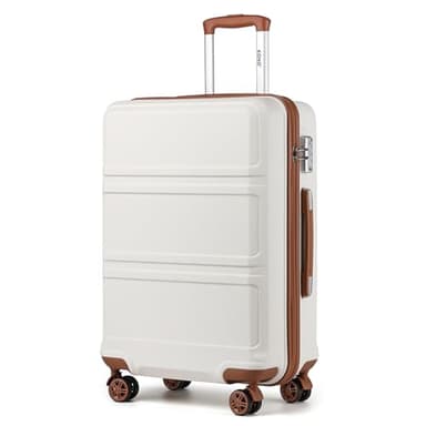 KONO Koffer Großer 28 Zoll Leicht ABS+PC Hartschalenkoffer XL mit TSA-Schloss Reisekoffer mit 4 Rollen Rollkoffer 75×48×30cm, Cremeweiß