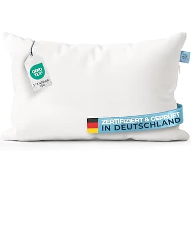 Glückstoff® Kissen für Kinder [MITWACHSEND AB 1-9+ Jahre] - Höhenverstellbares Kinderkissen - Atmungsaktives Kopfkissen für Kleinkinder - Ergonomisches Kinderkopfkissen - 100% Baumwollbezug (40x60cm)