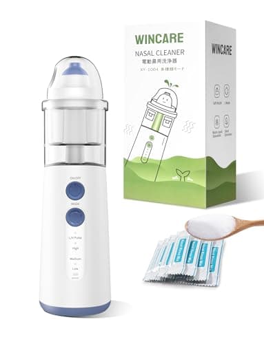 WINCARE Nasenpflege für Nasennebenhöhlenentlastung, Nasenreiniger, Sinusspül-Set mit 10 Salzpackungen, tragbares Nasenbewässerungssystem für Kinder und Erwachsene, angetriebener Sinusreiniger