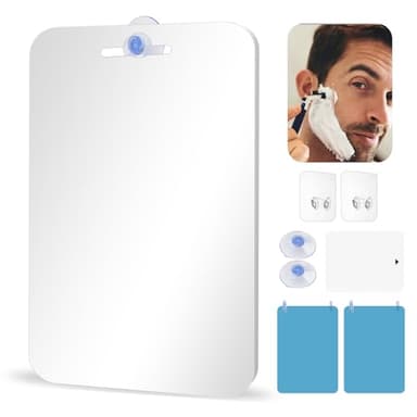 Moosono Duschspiegel Rasierspiegel Antibeschlag Mit Saugnapf Spiegel Klein für Dusche 30cm*20cm Unbreakable Fogless Shower Mirror